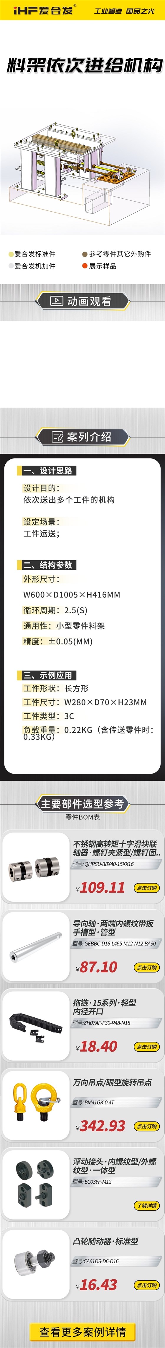 爱合发：案例介绍，料杂架依次进给机构！